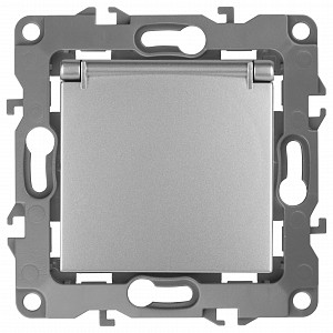 Розетка с заземлением и со шторкой, без рамки с крышкой Эра 12 12-2103-03