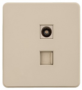 ТВ-розетка и розетка Ethernet RJ-45 без рамки ROUND KR-78-0722-7
