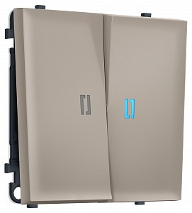 Выключатель проходной двухклавишный с подсветкой без рамки MS MS364040