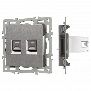 Розетка двойная RJ-12 и Ethernet RJ-45, без рамки SCT 45338