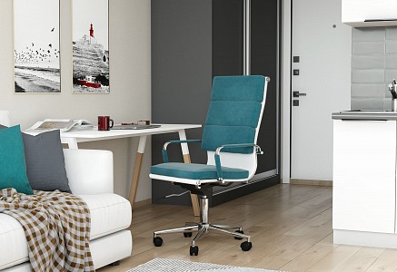 Кресло офисное Home 750, бирюзовый, велюр, экокожа