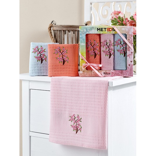 

Набор из 3 полотенец для кухни Bionce Sakura, Голубой;оранжевый;розовый, Bionce Sakura