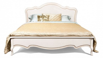 Полутораспальная кровать Трио  белая эмаль, золотой  