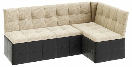 Угловой диван Домино выкатной, кожа искусственная, рогожка