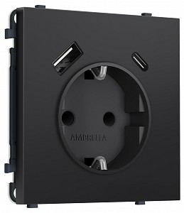 Розетка с заземлением и со шторкой и 2хUSB type A и C, без рамки MS MS810010