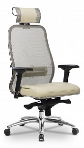 Кресло офисное SL-3.04, бежевый, кожа искусственная NewLeather, ткань сетчатая, армированная арамидным волокном