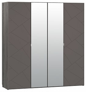 Шкаф 4-х дверный Summit зеркальный, графит софт 