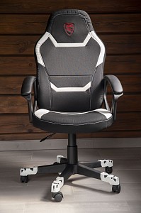 Геймерское кресло ZOMBIE 10, белый, черный, кожа искусственная, текстиль