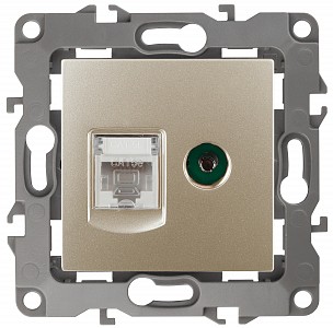 ТВ-розетка и розетка Ethernet RJ-45 без рамки Эра 12 12-3110-04