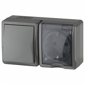 Блок с розеткой и выключателем Эра Эксперт 11-7401-03