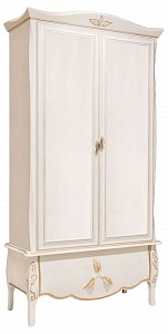 Шкаф 2-х дверный Трио (белая эмаль, золотой) 