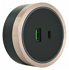 Розетка USB и type C на треке Am-track-sockets 380066TS LED/USB-Type-C Gold