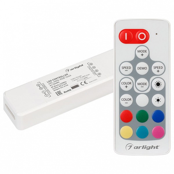 фото Контроллер-регулятор цвета RGBW с пультом ДУ ARL-MINI-RGB-3x4A (5-24V, RF ПДУ 18кн) Arlight