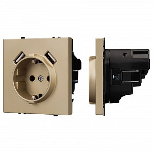 Розетка с заземлением и 2хUSB type A, без рамки SCT 054290