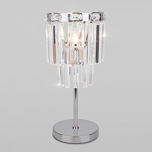 Настольная лампа декоративная Elegante 01136/1 хром/прозрачный хрусталь Strotskis