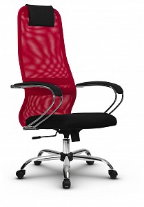 Компьютерное кресло SU-B-8, красный, черный, ткань-сетка, экокожа