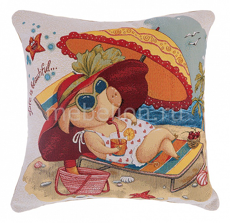 

Подушка декоративная (45x45 см) Жизнь прекрасна 850-902-32, (45x45 см) Жизнь прекрасна 850-902-32, Бежевый с рисунком