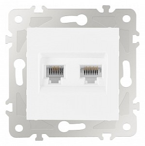 Розетка двойная RJ-11 и Ethernet RJ-45, без рамки 203.44-1.white