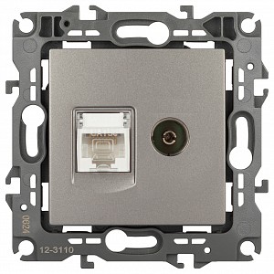 ТВ-розетка и розетка Ethernet RJ-45 без рамки Эра 12 12-3110-16 ТВ-розетка и розетка Ethernet RJ-45 без рамки Эра 12 12-3110-16