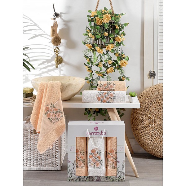 

Набор полотенец для ванной Floral, Белый;персиковый, Floral