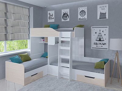 Кровать в детскую комнату Трио RVM_TRIO-35-1