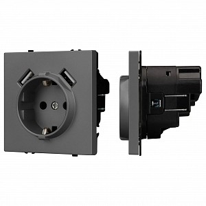 Розетка с заземлением и 2хUSB type A, без рамки SCT 054291