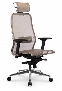 Компьютерное кресло S-3.041, темно-бежевый, ткань-сетка, экокожа