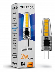 Лампа светодиодная [LED] OEM G4 2W 2800K