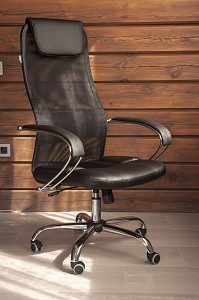 Кресло офисное CH-608SL, черный, кожа искусственная, ткань сетчатая