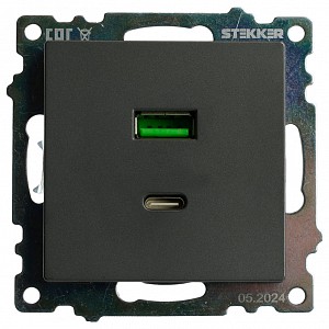 Розетка 2хUSB type A и C без рамки Катрин 50052