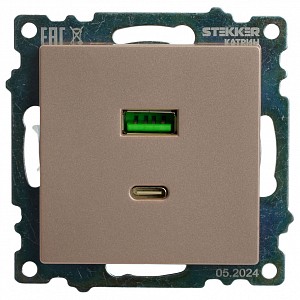 Розетка 2хUSB type A и C без рамки Катрин 50056