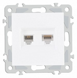 Розетка двойная RJ-11 и Ethernet RJ-45, без рамки 206.44-1.white