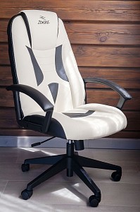 Геймерское кресло ZOMBIE 8, белый, черный, кожа искусственная