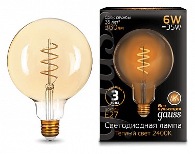 Лампа светодиодная [LED] Gauss E27 6W 2400K