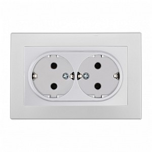 Розетка двойная с заземлением и со шторкой SET06-2 SET06-double-40-2 silver