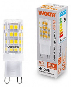 Лампа светодиодная [LED] Wolta G9 5W 4000K