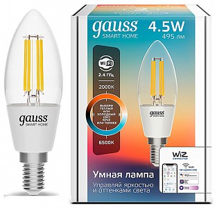 Лампа светодиодная [LED] Gauss E14 4.5W 2000-6500K