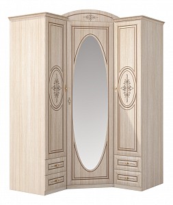 Шкаф 3-х дверный Василиса дуб беленый с патиной, зеркальный 