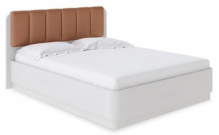 Кровать двуспальная Wood Home 2 с подъемным механизмом   белый с брашированием