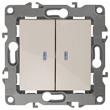 Выключатель двухклавишный с подсветкой без рамки Эра 12 12-1004-06
