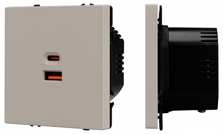 Розетка 2хUSB type A и C без рамки NOBE 059446(1)