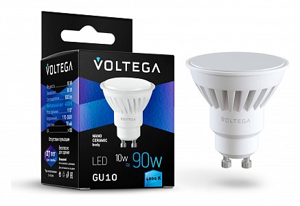 Лампа светодиодная [LED] Voltega GU10 10W 4000K