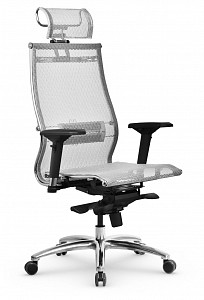 Кресло S-3.05, белый, ткань-сетка, экокожа