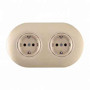 Розетка с заземлением и со шторкой SET08-2 SET08-2-40-1x2 shampan