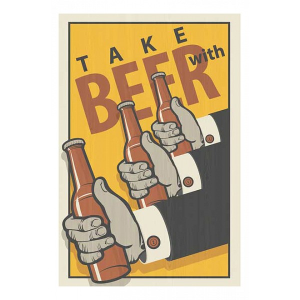 

Картина (50х70 см) Take beer ME-105-327, (50х70 см) Take beer ME-105-327, Желтый;коралловый;черный