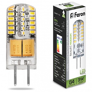 Лампа светодиодная [LED] Feron G4 3W 4000K