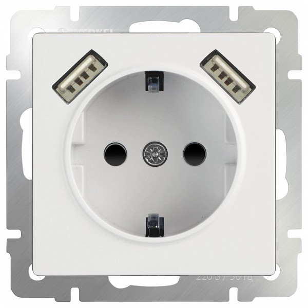 

Розетка с заземлением, шторками и 2хUSB, без рамки Белый WL01-SKGS-USBx2-IP20, Белый WL01-SKGS-USBx2-IP20