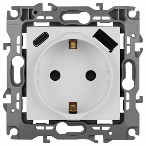 Розетка с заземлением и со шторкой и 2хUSB, без рамки Эра 12 12-4108-01М Розетка с заземлением и со шторкой и 2хUSB, без рамки Эра 12 12-4108-01М