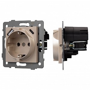 Розетка с заземлением и 2хUSB type A и C, без рамки SCT 49832