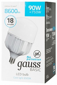 Лампа светодиодная [LED] Gauss E40 90W 6500K
